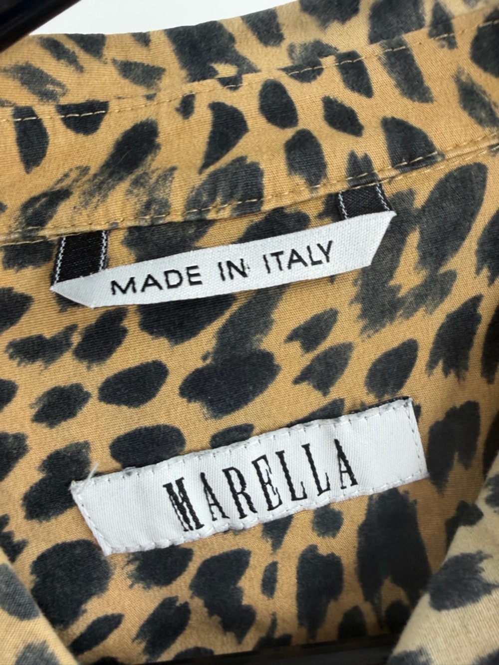 MARELLA Leopard-Print Button Front Shirt Jacket in Tan & Black Made In Italy 10 - Picture 5 of 7